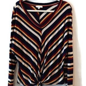 𝅺day TO DAY Long Sleeve Striped Top - Size Large